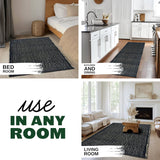 Black 2X3 Jute Rug Braided Construction - Farmhouse Woven Carpet - Mid-Century Modern Floor Covering