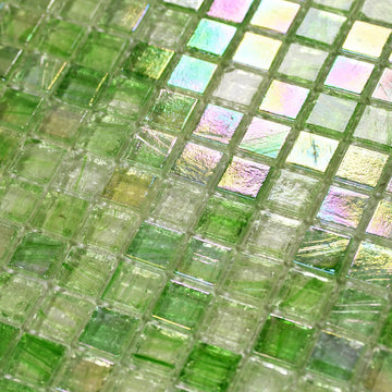 5.75 Sq.Ft Iridescent Green Glass Mosaic Tile, Backsplash