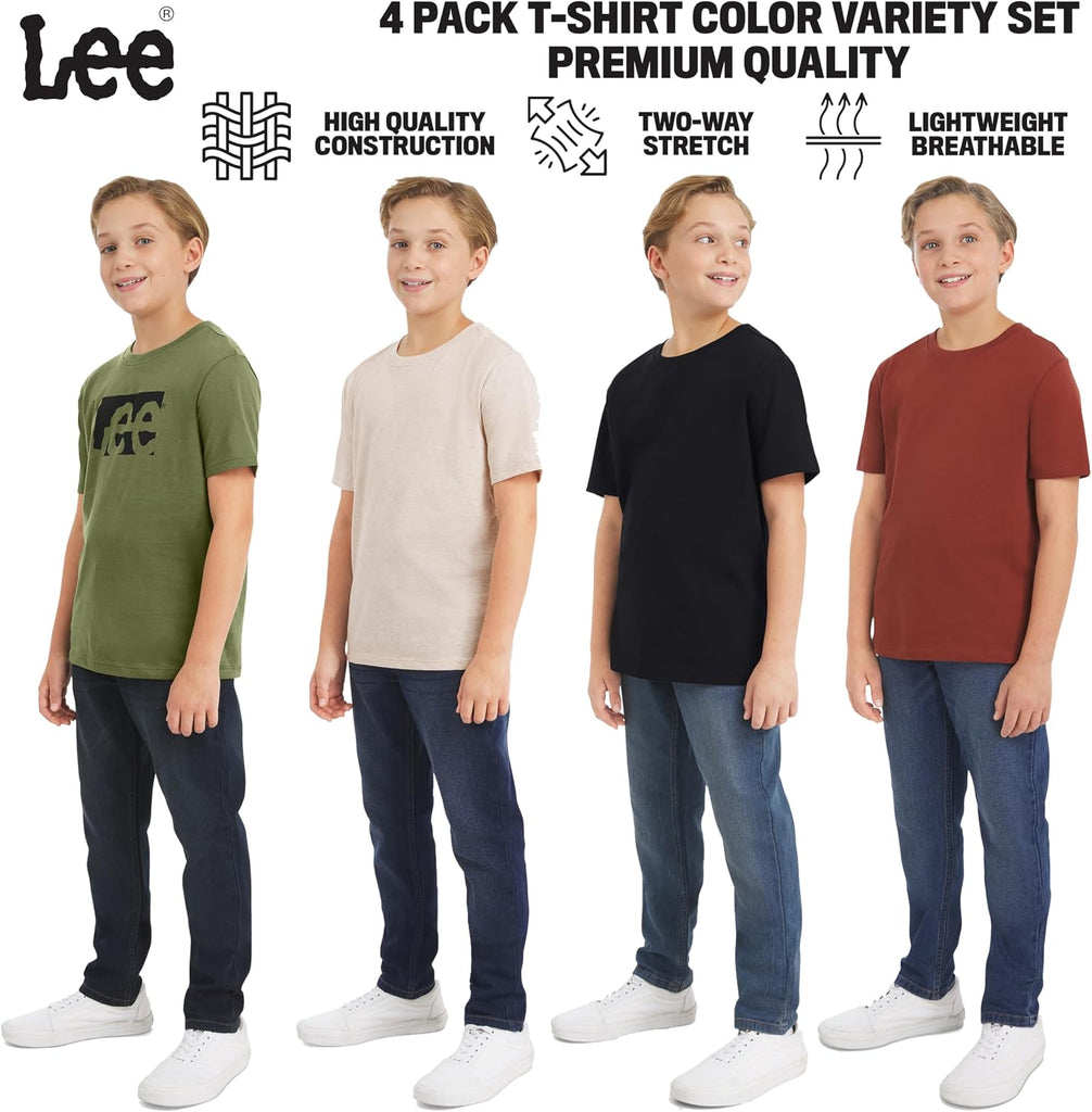 Boys' 4 Pack Variety Super Soft Stretchable Tee Short Sleeve T-Shirt