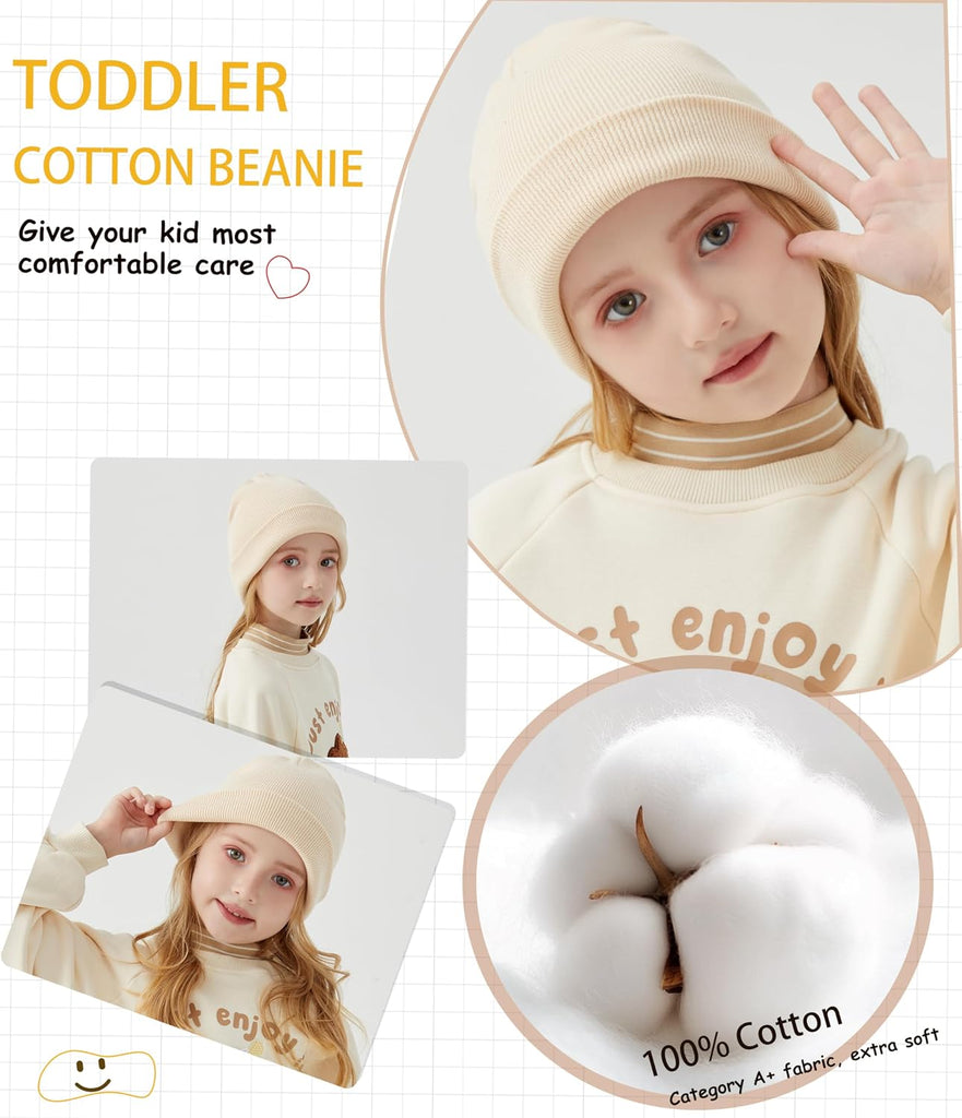 100% Cotton Baby Beanie Cute Toddler Winter Hat Knit Caps Ages 0-8