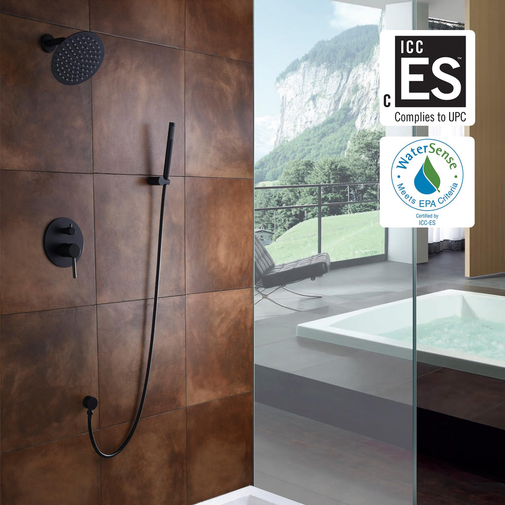 Matte Black Shower System with Rain Shower and Handheld