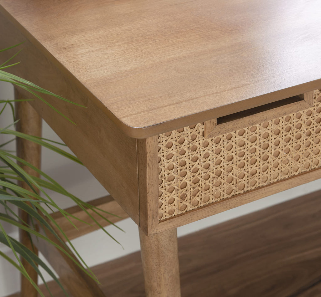 Dutton Natural Wood and Rattan Desk