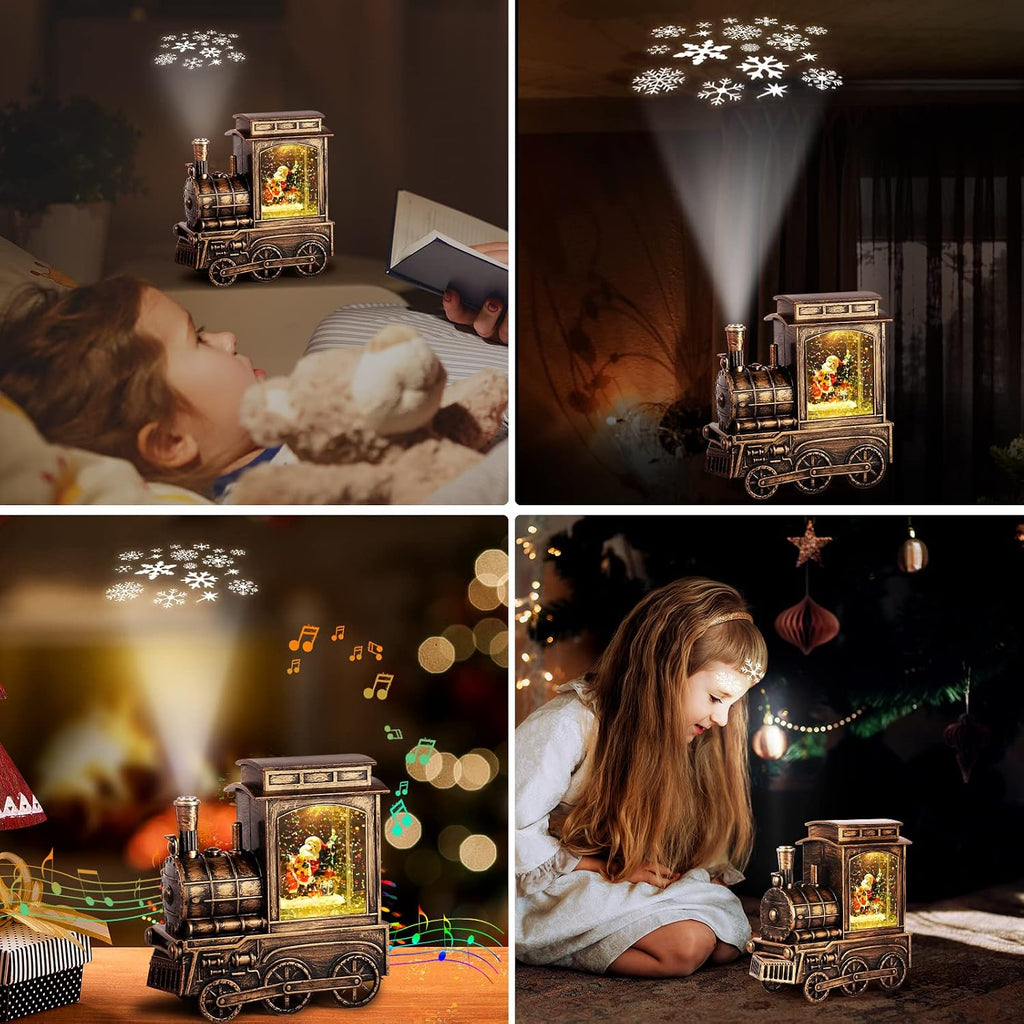 Musical Snow Globe Lantern, Christmas Decor with Projection