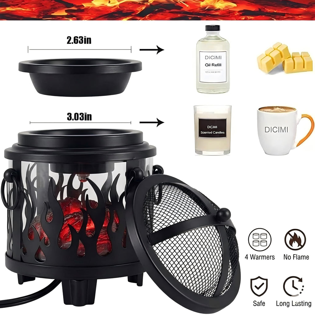 Fire Pit Wax Melt Warmer, 4-in-1 Wax Warmer for Scented Wax