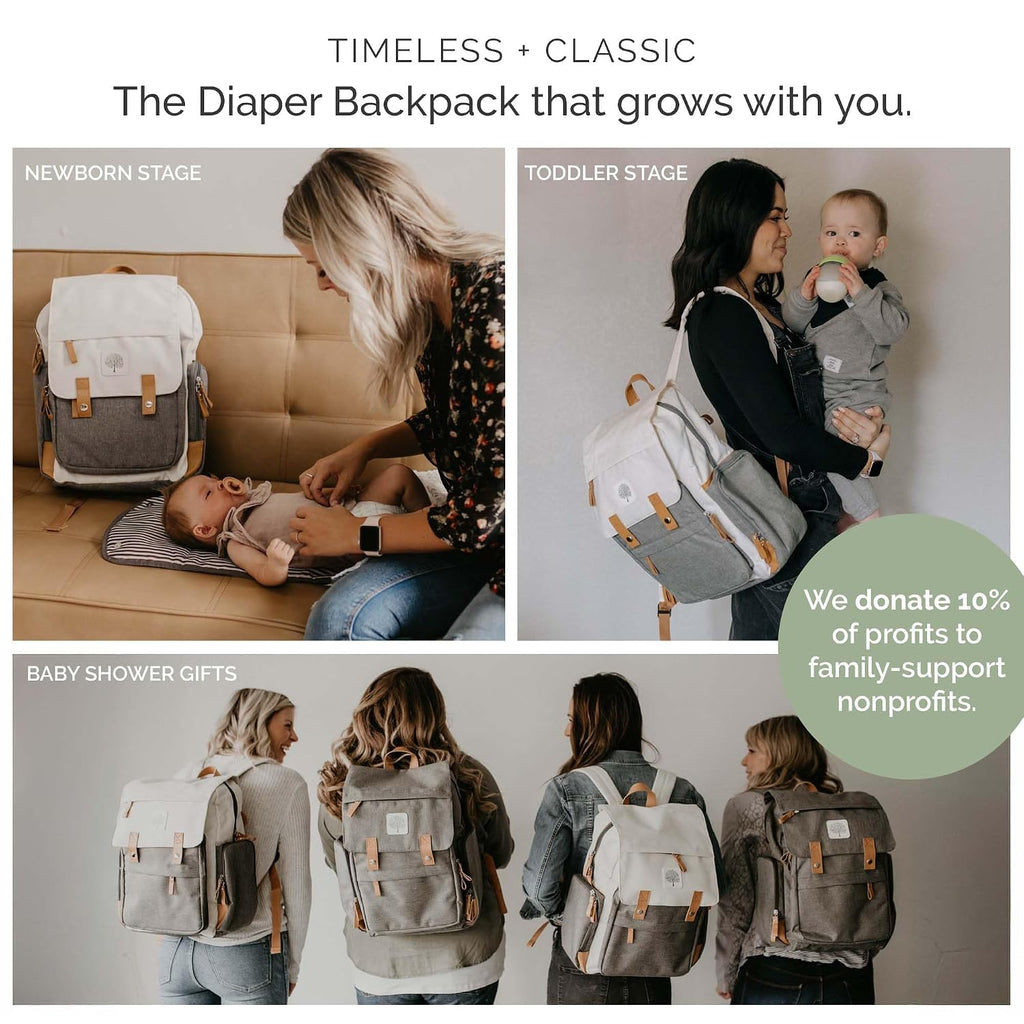Diaper Bag Backpack with Changing Pad - Cream