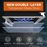15 Inch Beverage Refrigerator Cooler - 100 Can Mini Fridge with Glass Door for S