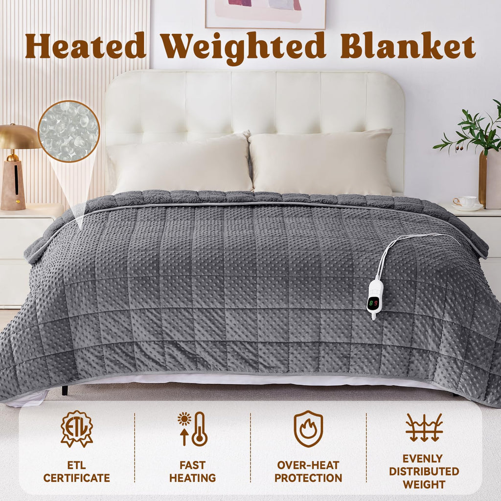 Heated Weighted Blanket for Adult, 48"x72" 15lbs, Bubble Blanket