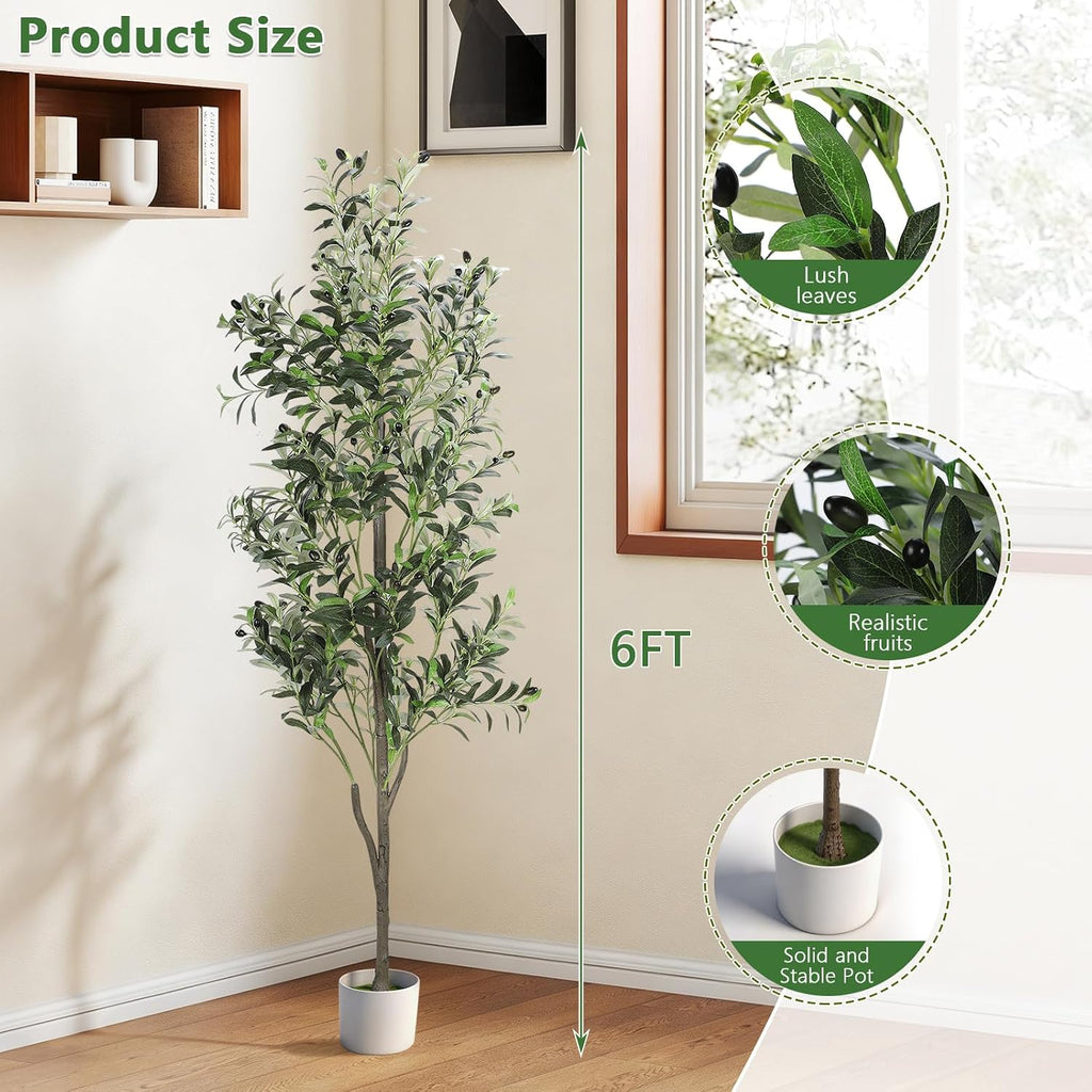 6FT Artificial Olive Tree, Fake Tree Outdoor