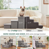 Dog Stairs for High Bed 18" H, Foldable Pet Stairs for Small Medium or Large Dogs Puppy with Storage for Bed or Couch