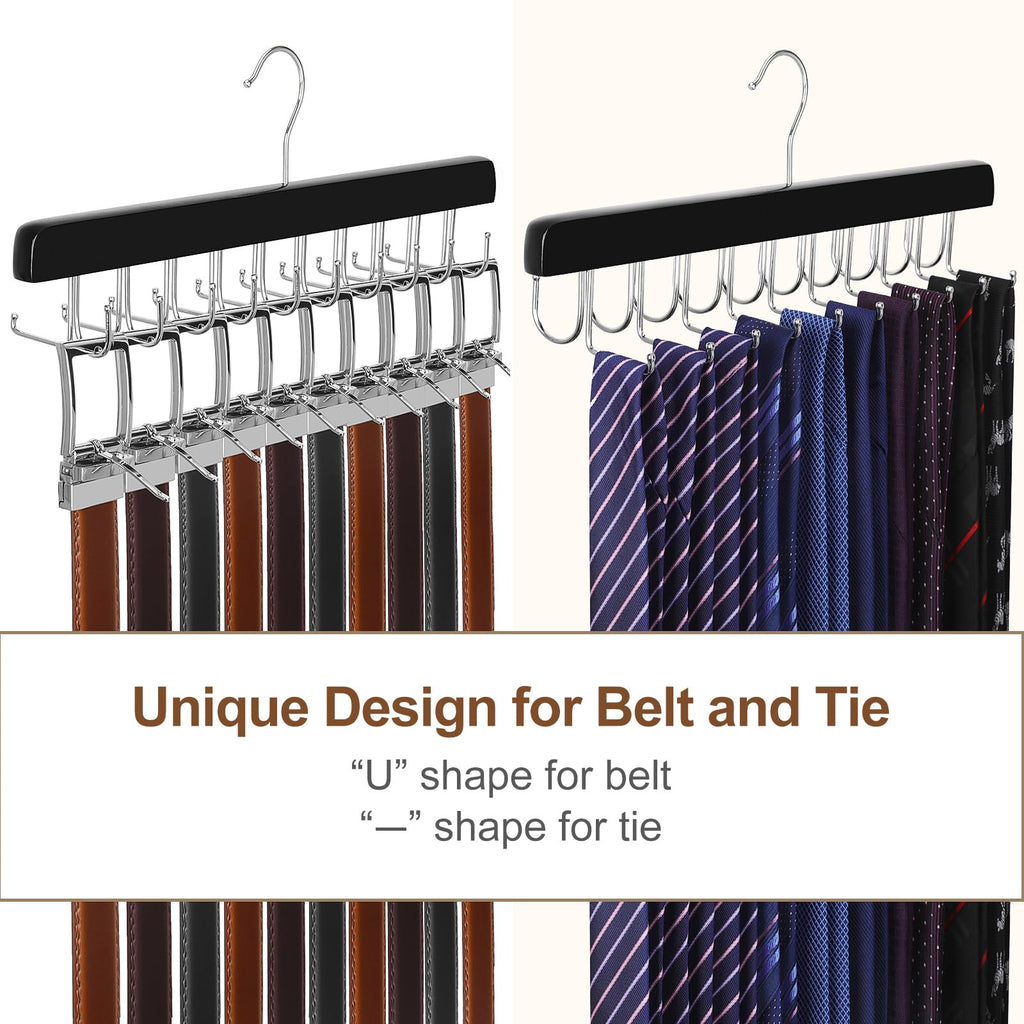 40 Hooks 2 in 1 Belt Tie Hanger Max 60 Belts 60 Ties Capacity
