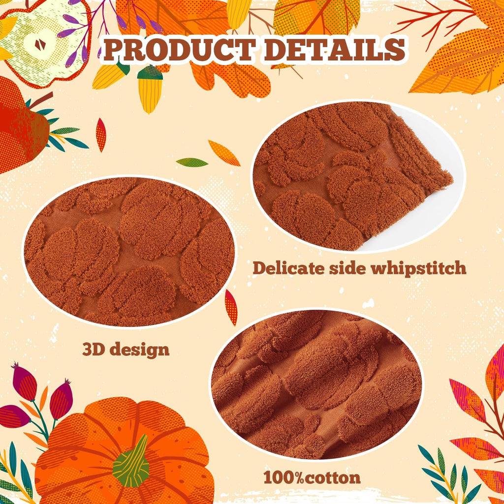 Hand Towels Fall Pumpkin Thanksgiving Dark Color Bathroom Decorative Towels Set for Drying, Cleaning, Cooking - Set of 2