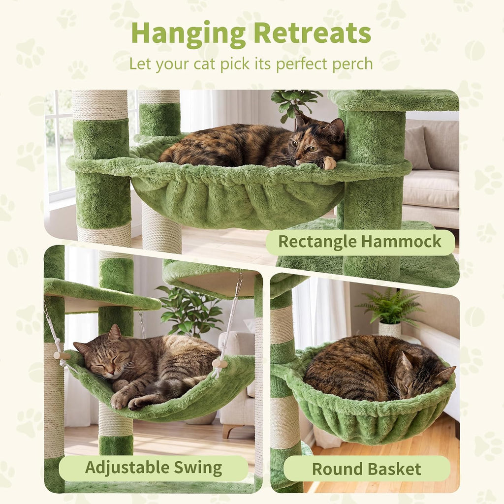 Cat Tree, 71-Inch-Tall Tower for Indoor Cats with 2 Perches