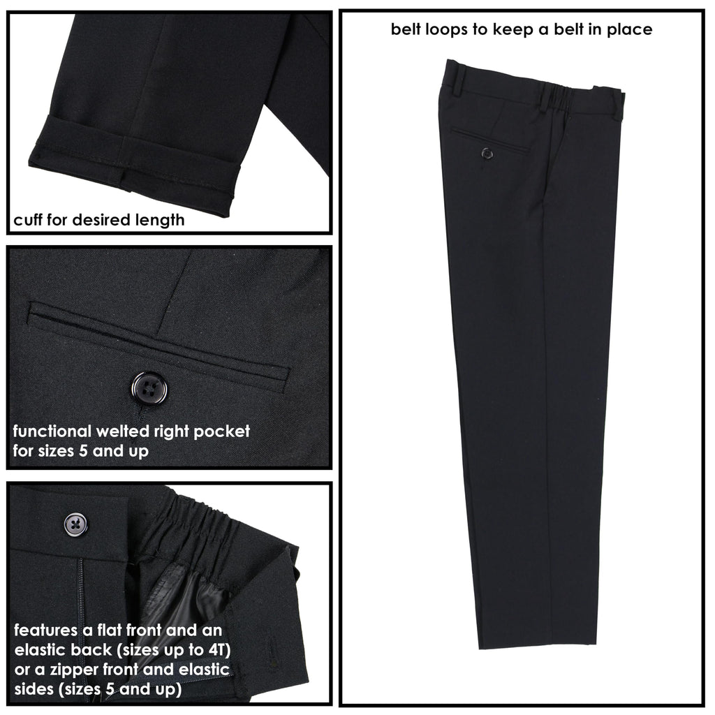 Boys' Modern Fit Suit Set - Weddings, Baptism, and Christening, Black Suit & Antique Gold Tie