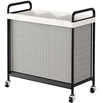 Rolling Laundry Hamper 3 Section, 120L Laundry Basket with Wheels
