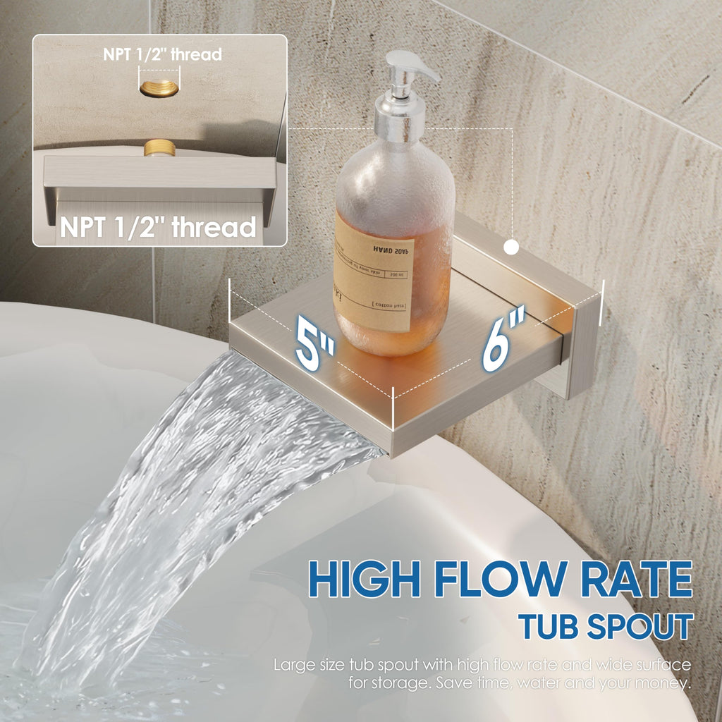 Tub Shower System with 10" Rain Head, Handheld & Valve Kit