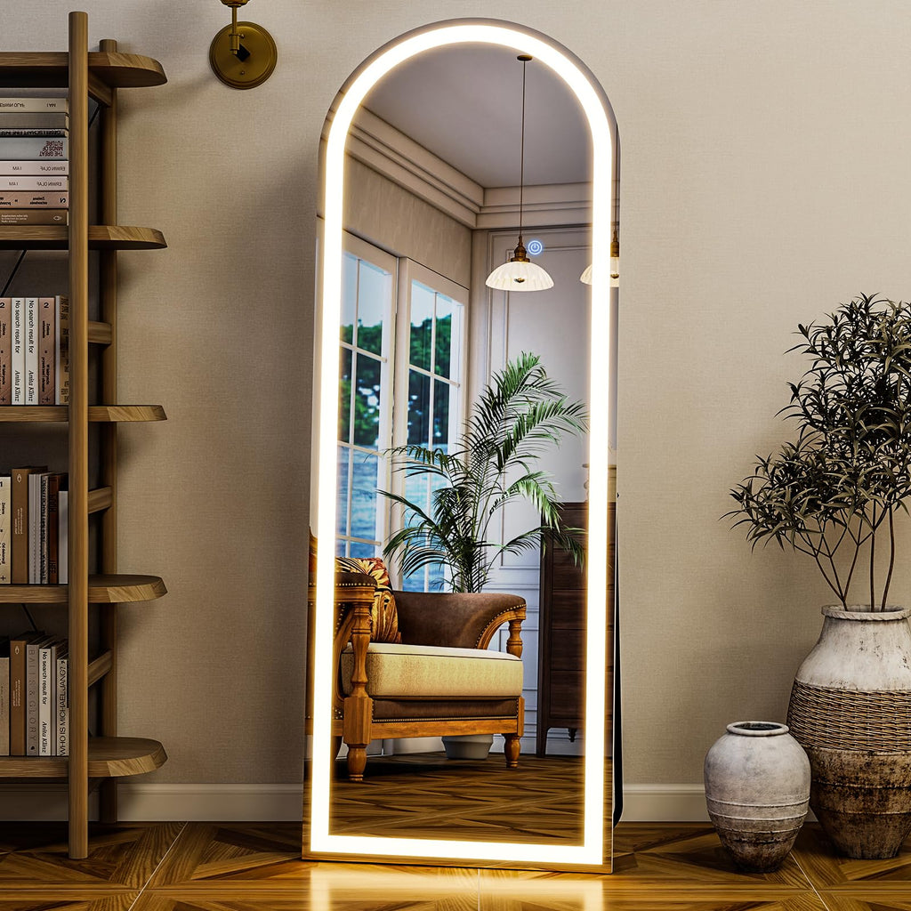 20"x56" Arched Full Length Mirror LED Lighted Floor Standing Mirror