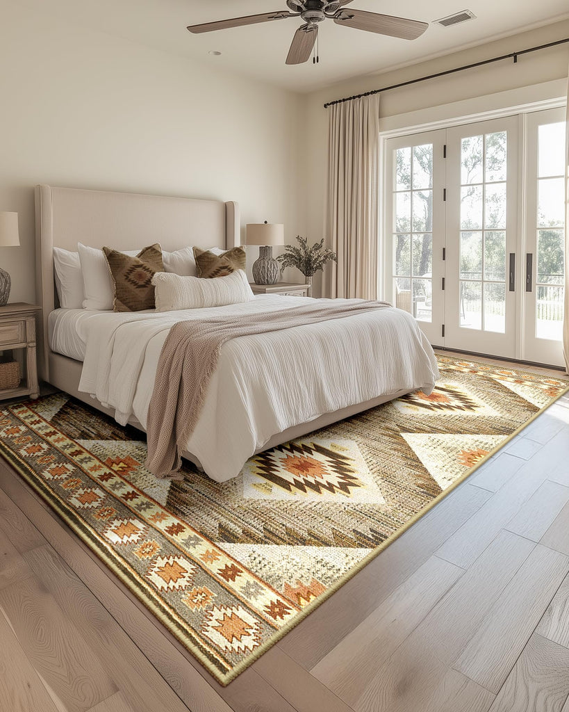 10'x14' Washable Area Rug Bedroom Cream/Camel
