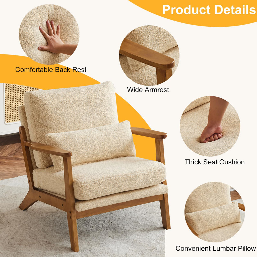 Mid-Century Lounge Accent Chair, Khaki