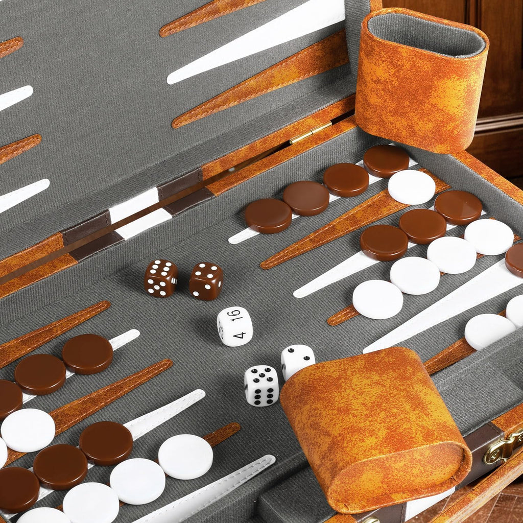 Classic Backgammon Sets for Adults, Deluxe Leather Case, Felt Interior, Portable Travel Backgammon Set for Parties