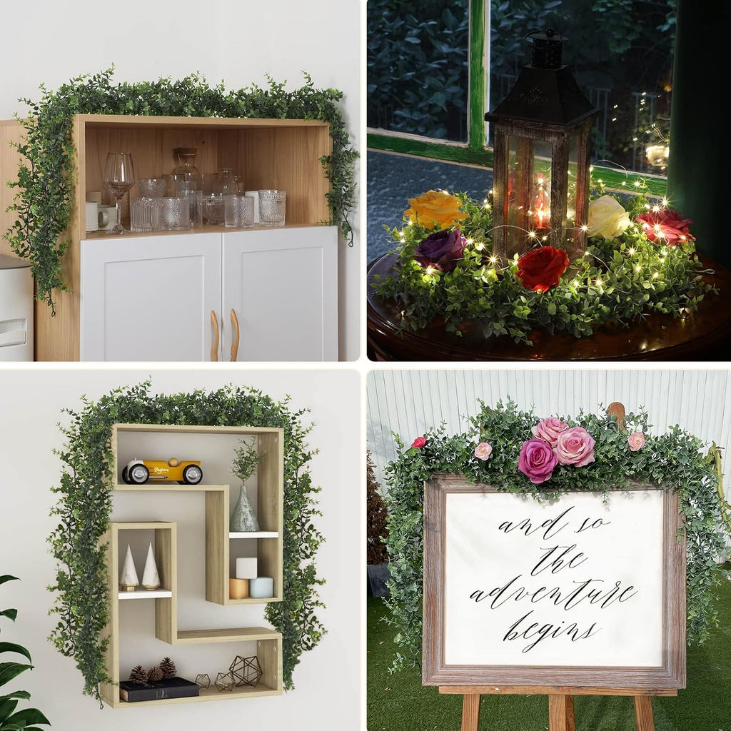 Eucalyptus Garland 12Ft Artificial Vines Fake Greenery Garland - Set of 2
