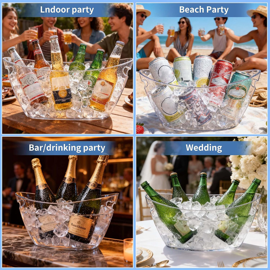 Ice Bucket for Parties 5.5L - Clear Acrylic Champagne Bucket with Scoop, Large Beverage Tub for Cocktail Bar, Wine