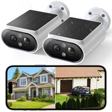 Solar Security Cameras Wireless Outdoor - 2K Night Color Vision Solar Camera, AI Motion Detection, 360° View