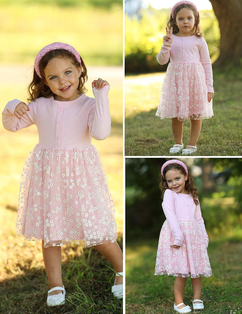 Toddler Girls Tutu Dress Long Sleeve Fall Winter Party Dresses