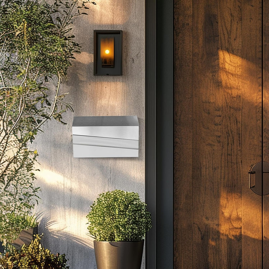 Wall-Mount Mailbox, Brushed Stainless Steel Panel, Rust Resistant Large Capacity House Mailbox