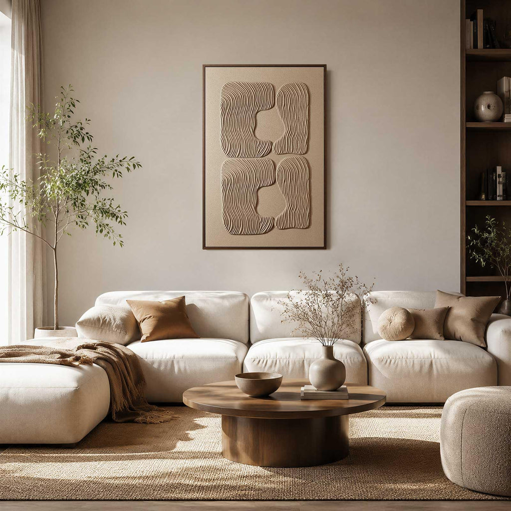 3D Textured Abstract Wall Art, 24 x 36 in, Warm Neutral