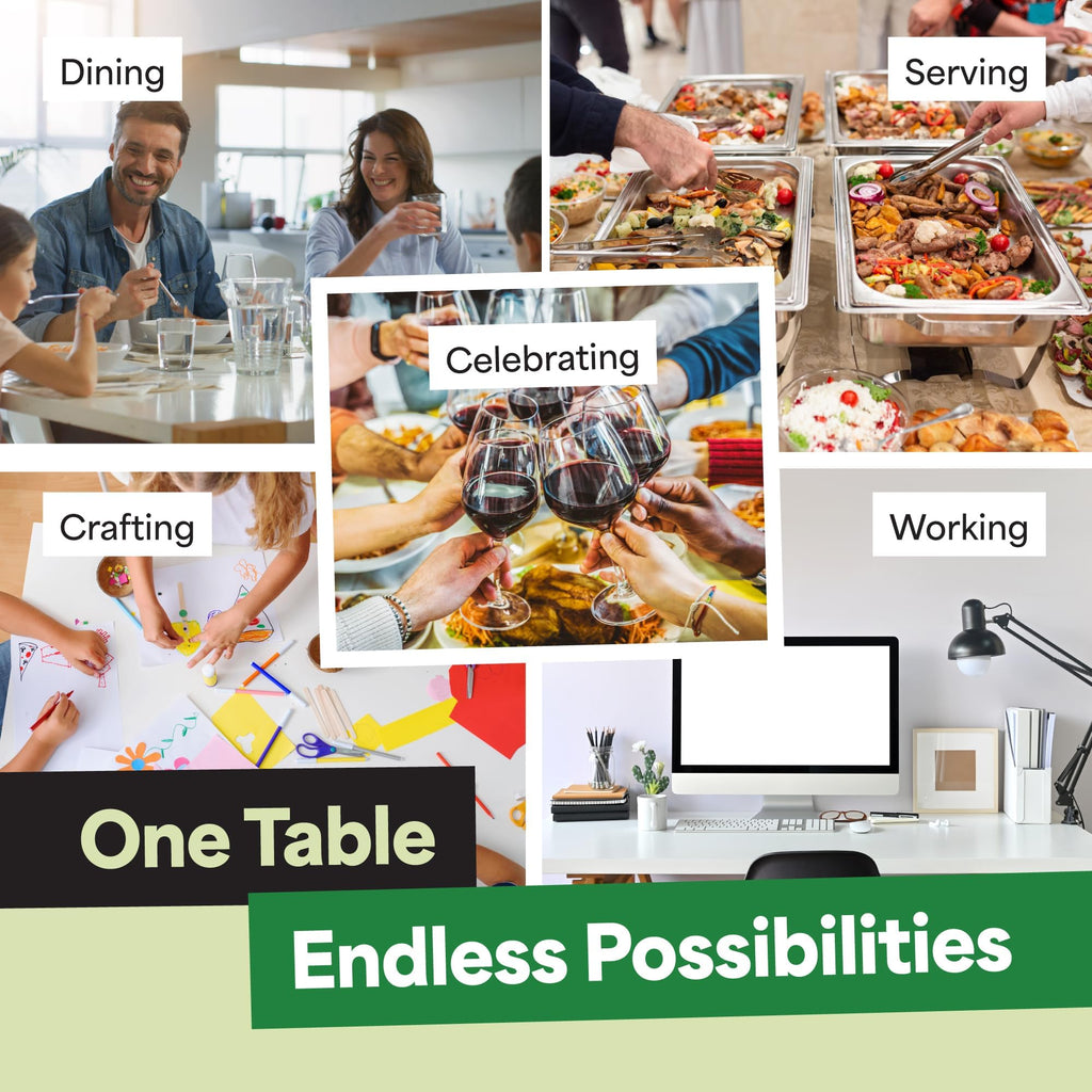 White 4ft Folding Table with Handle | Heavy-Duty Foldable Table | Portable Table for Indoor & Outdoor Use | Perfect