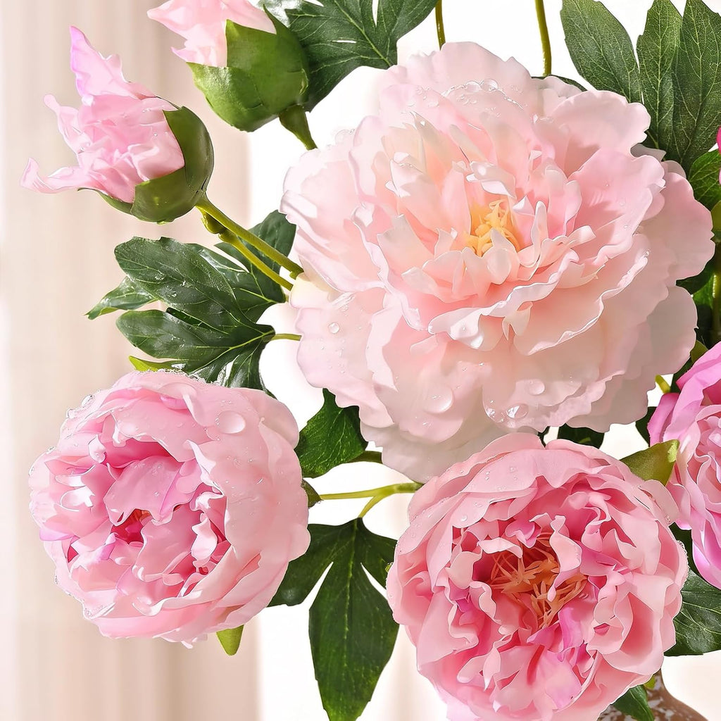 Bouquets Peonies Artificial Flowers with 22'' Long Stems, Latex Real Touch Faux Peony Flowers, Fake Peonies Bouquet - Set of 3
