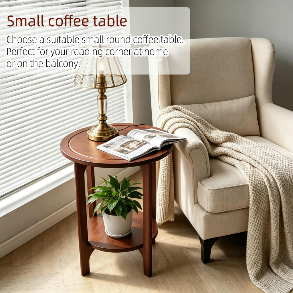 Solid Wood Round Side Table