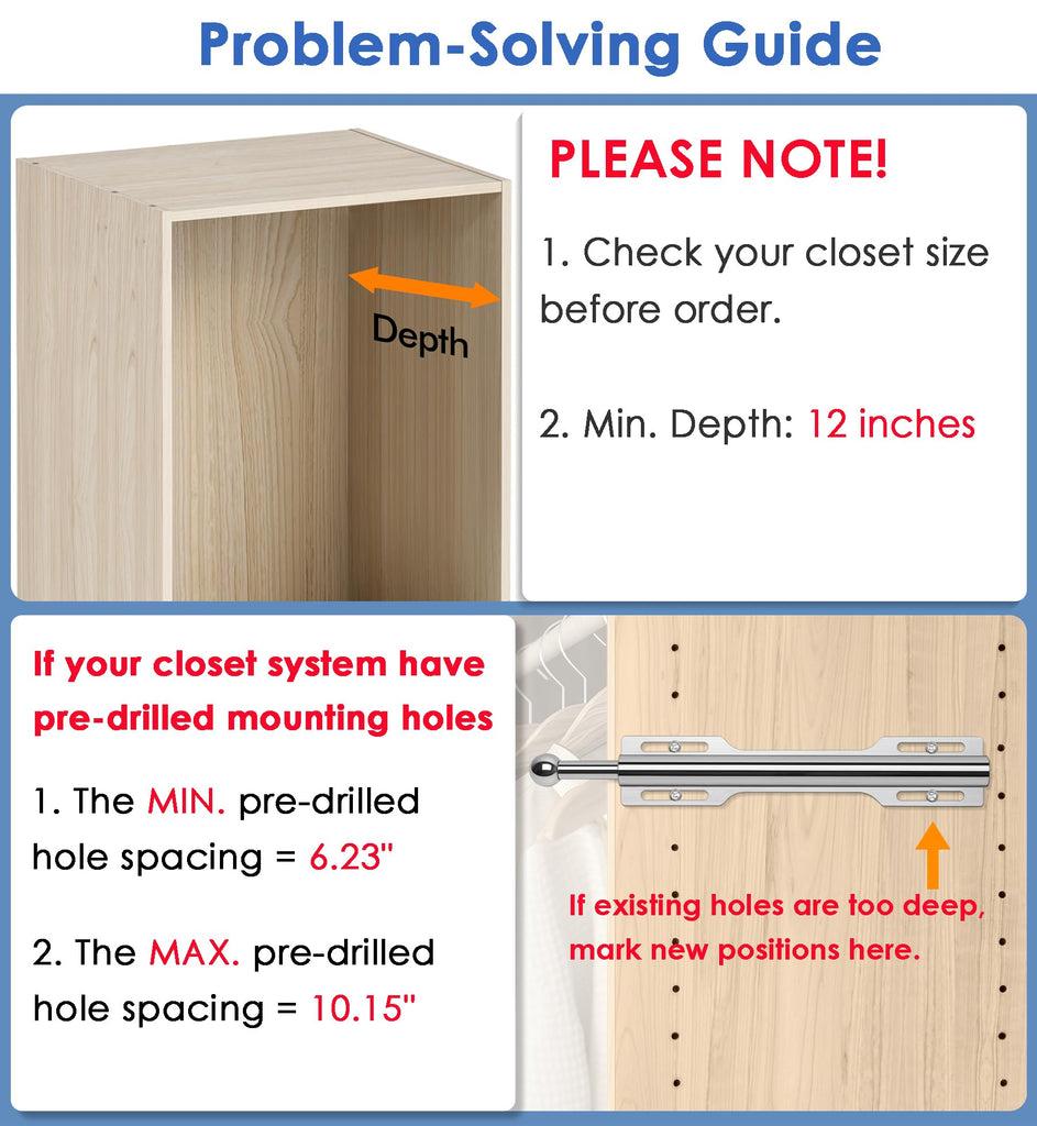 12" Valet Rod for Closet Pull Out (1 Pack, Chrome)