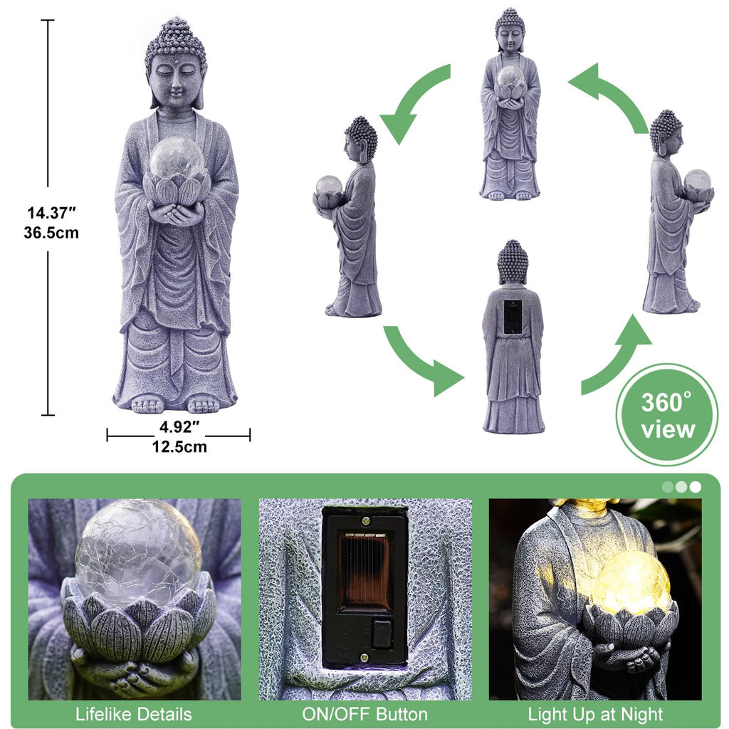 Solar Buddha Statue Outdoor | Casa Home Living