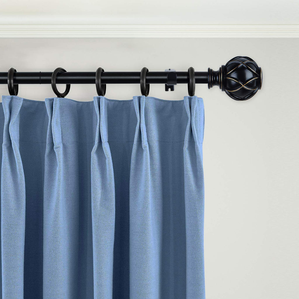 Black Finials for Curtain Rods 1 or 7/8 Inch Diameter, Set of 2