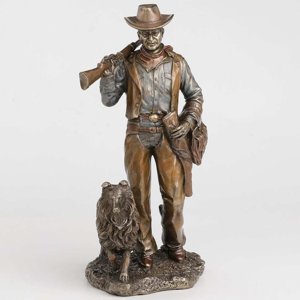 11 1/2 Inch Frontier Companions Cowboy with Dog Cold Cast Resin Bronze Finish Sculpture