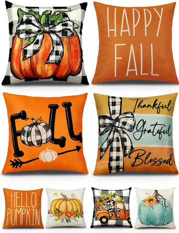Fall Pillow Covers 18x18 4Pcs Double-Sided Print Decor