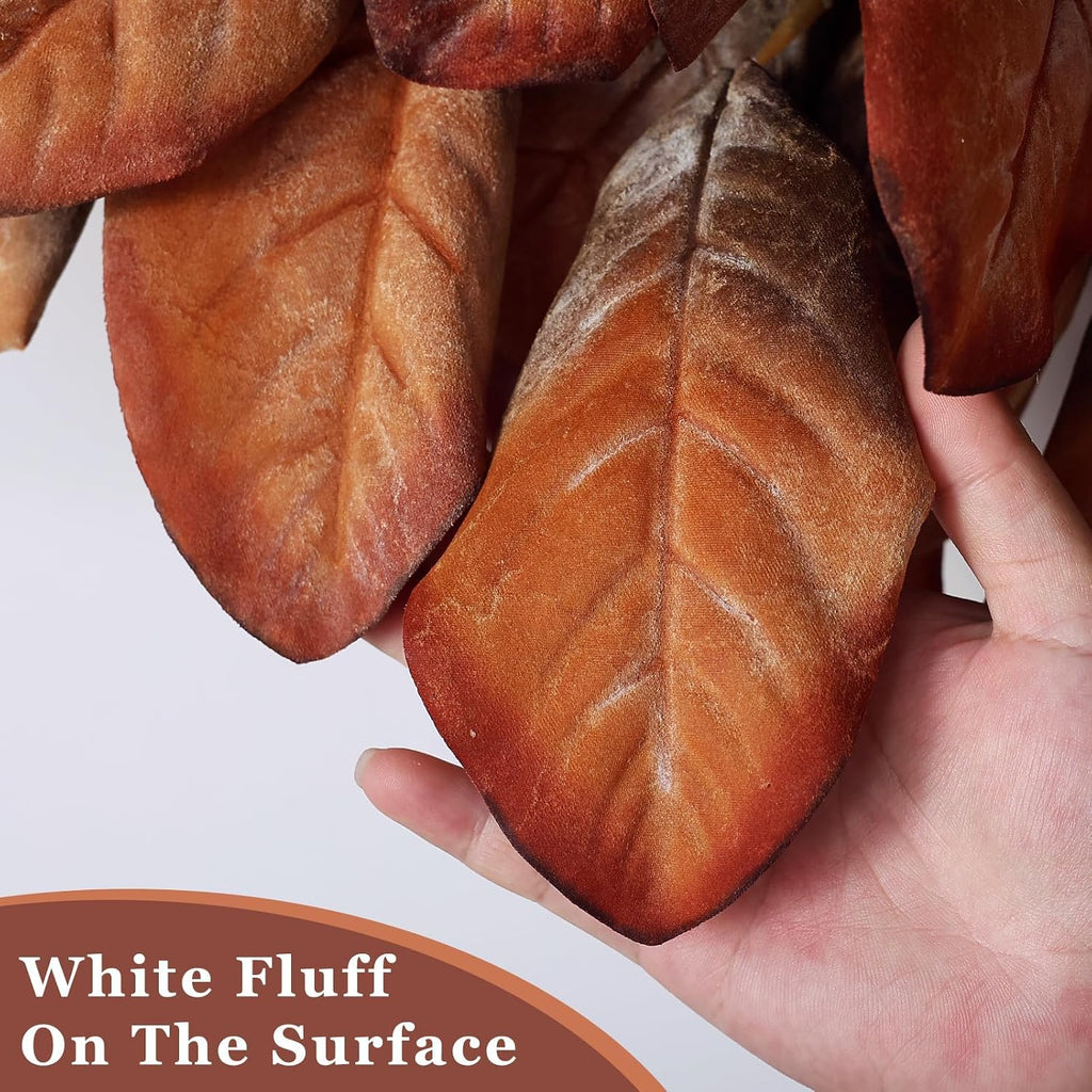 26" Artificial Fall Magnolia Leaf Wreath for Front Door Decoration (Orange)
