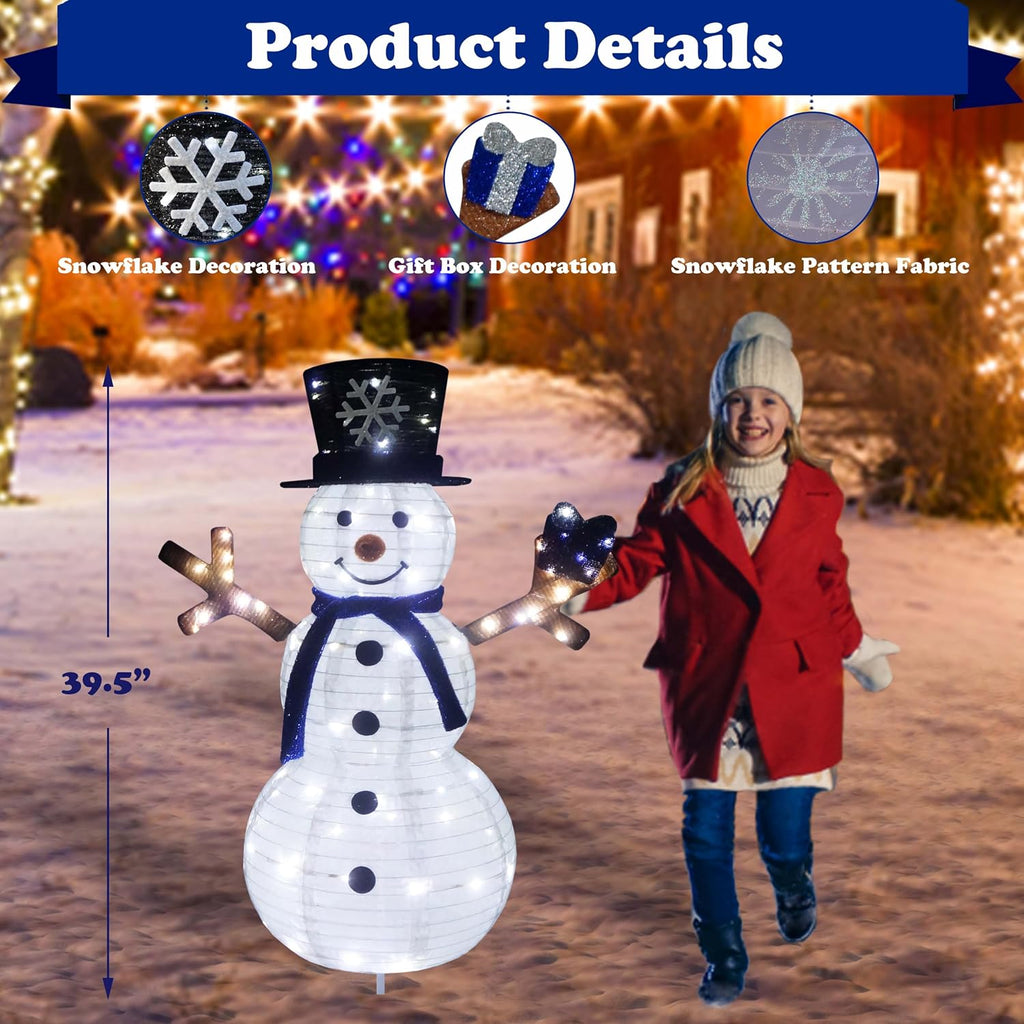 Outdoor Snowman Lighted, Pop-Up Snowman Outdoor Yard Christmas Decorations Prelit 100 Lights, Collapsible Lighted