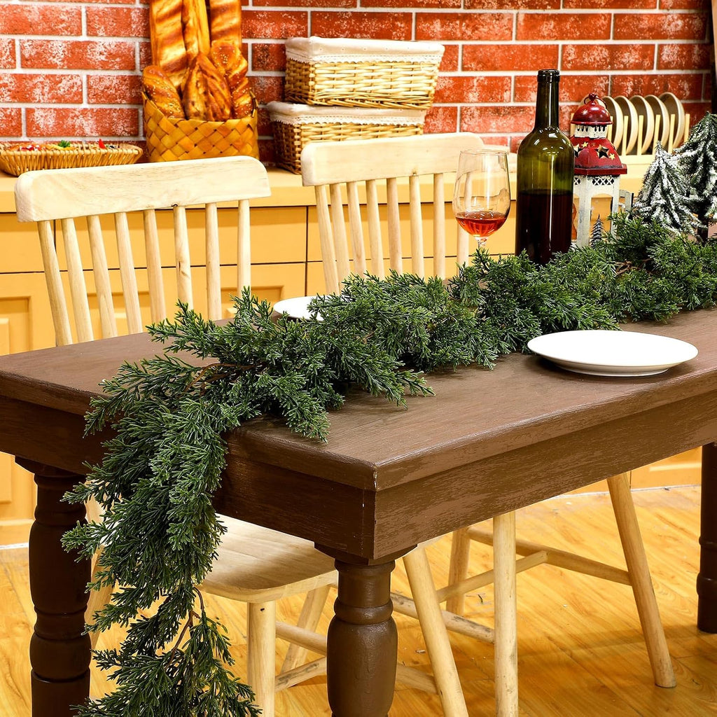 15 ft Artificial Cedar Christmas Garland, Extra Long Faux Pine Cypress Vine Garland for Mantel Staircase Doorway
