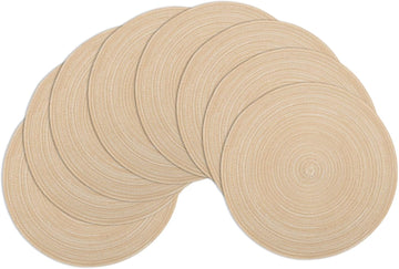 Round Braided Placemats Washable Woven Heat Resistant Table Mats Dining Tables 15 inch Round Place Mats - Set of 8