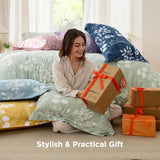 Queen Comforter Set - 7 Pieces Floral Sage Green GentleSoft Bedding Sets