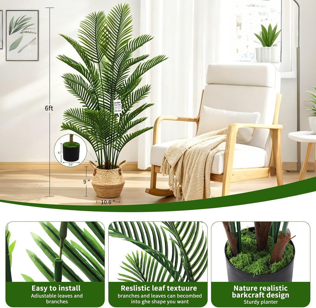 6FT Artificial Palm Tree with Hand-Woven Basket