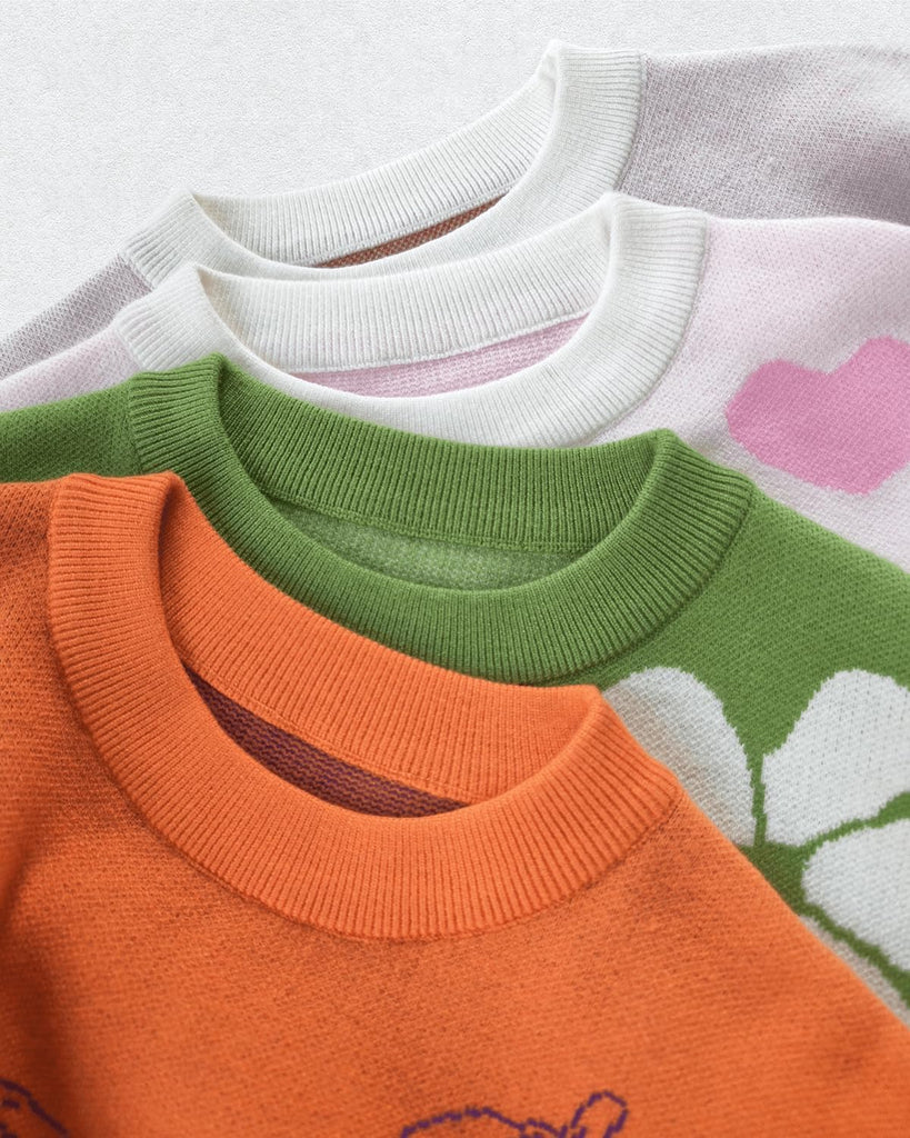 Pattern Sweaters Fall Crewneck Long Sleeve Knit Pullover Tops