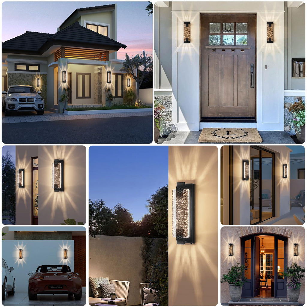 Dusk to Dawn Outdoor Wall Light, Sparkling Glow Porch Sconce