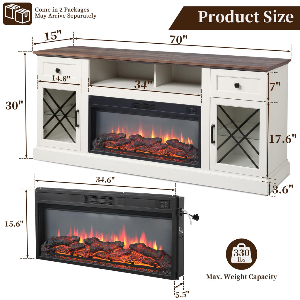 70 Inch Farmhouse with 34" Fire Place