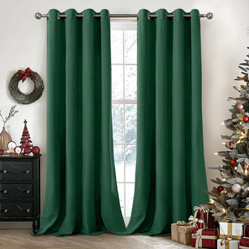 Emerald Green Velvet Curtains 84 Inch Length, Blackout Drapes with Grommet Room Darkening Window Treatments, 2