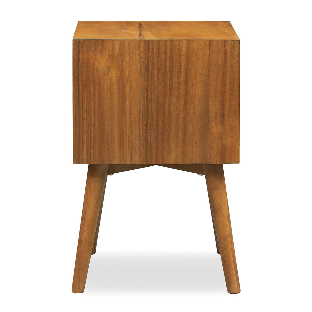 Dorsey Nightstand - Mid-Century Modern Nightstand - Solid Wood Bedside Table with 2 Drawers, Acorn Walnut Finish