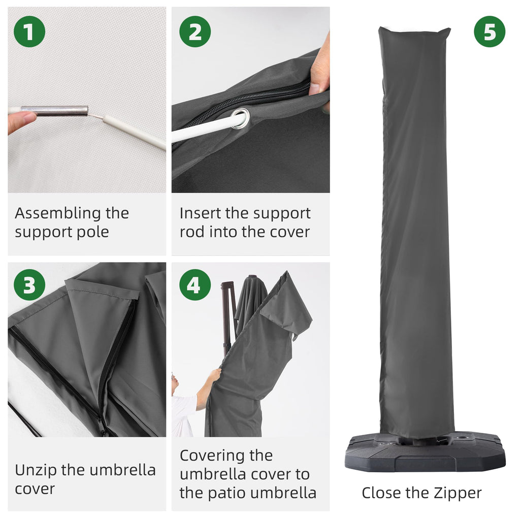 Cantilever Patio Outdoor Umbrella Covers, Grey