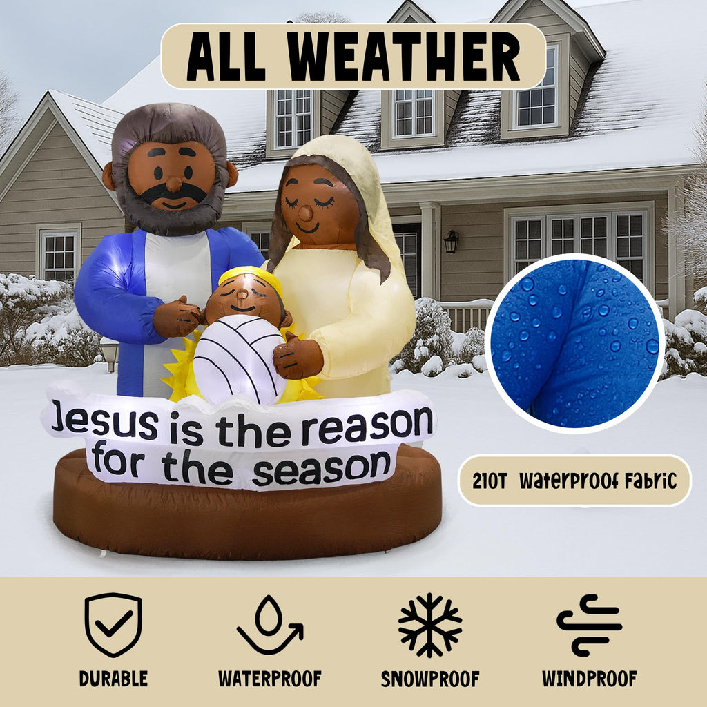 Black Santa Christmas Decorations - African American Christmas Black Nativity Set Inflatable Outdoor Decorations